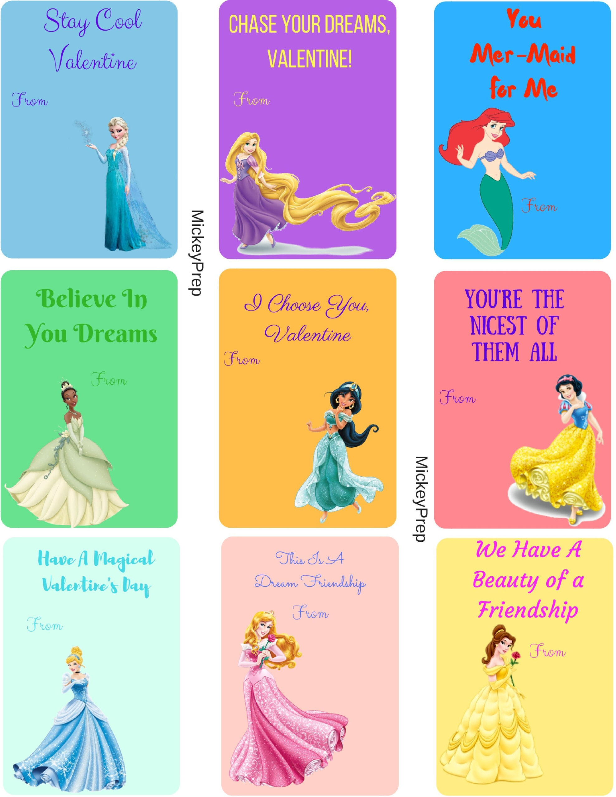 Free Printable Disney Princess Valentines Personalized Gifts