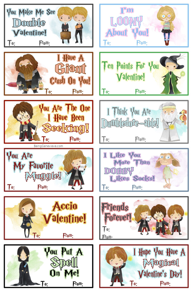 Free Printable Harry Potter Valentines These Cute Watercolor Harry 