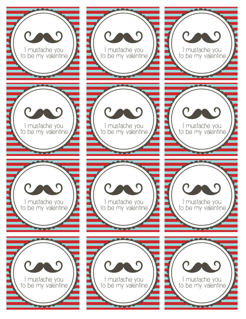 Free Printable Mustache Valentines Paper Trail Design