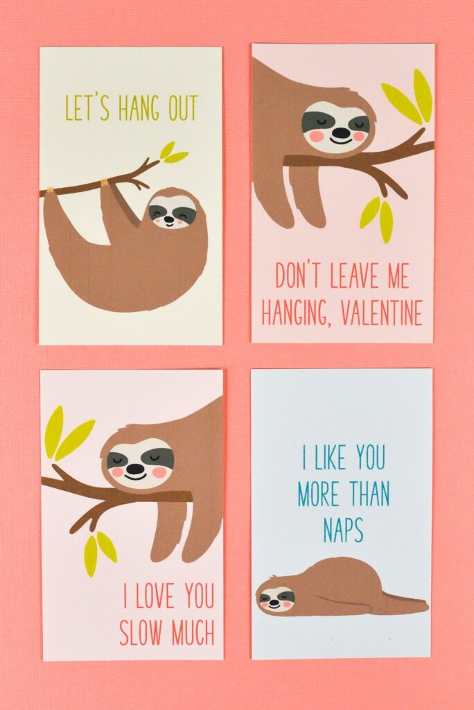 Free Printable Sloth Valentines Happy Valentines Day Card Valentine 