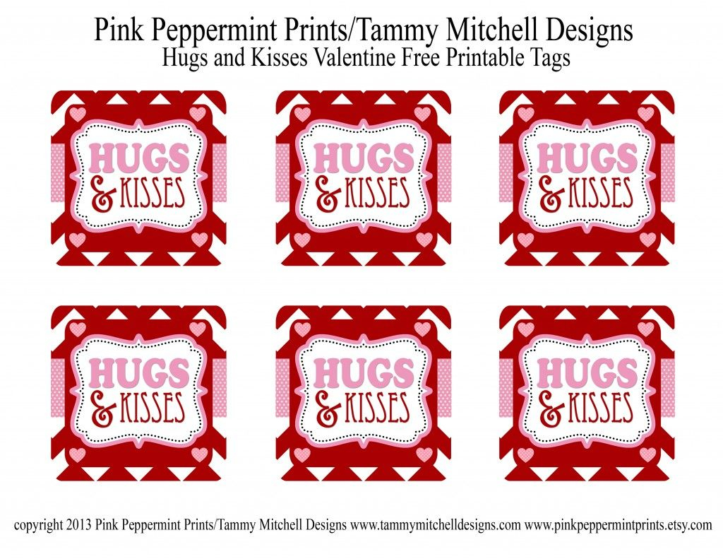 Hugs And Kisses Valentine Free Printable Tag Card Valentines