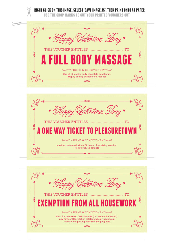 Last Minute Valentine s Day Printable Gift Voucher For Him And Her 