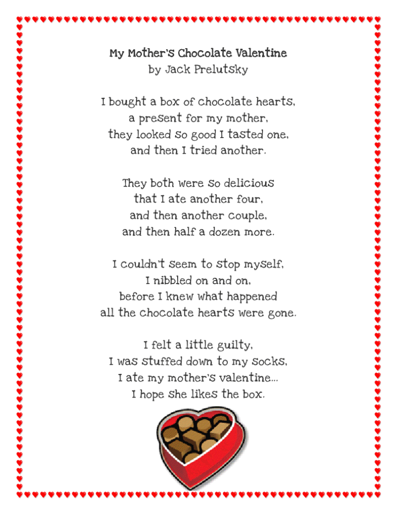 Literacy Minute Valentine Poem Printable