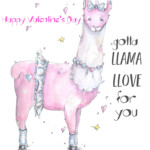 Llama Llove Valentine Card Printable