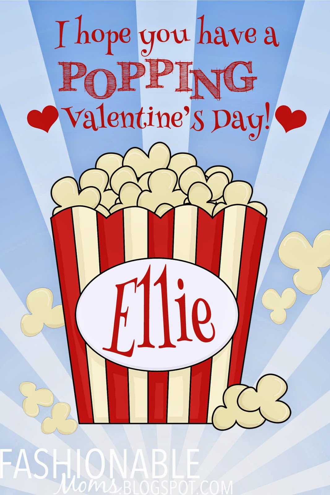 My Fashionable Designs Free Printable Popcorn Valentine