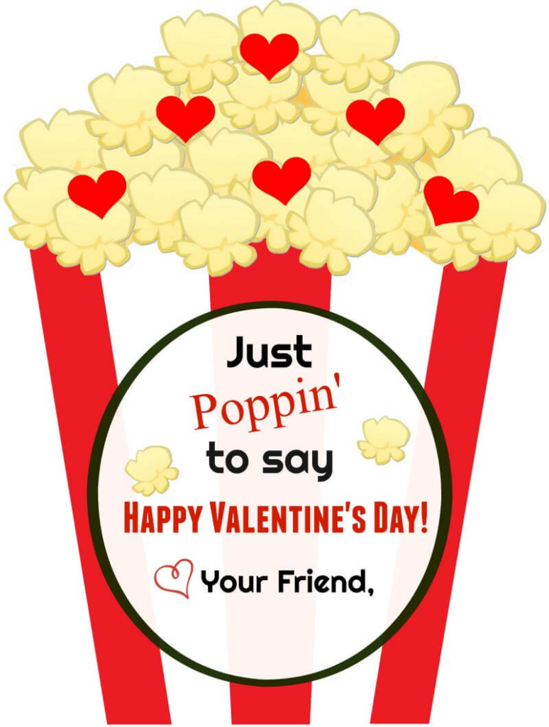 Popcorn Valentine s Day Card FREE PRINTABLE Popcorn Valentine 