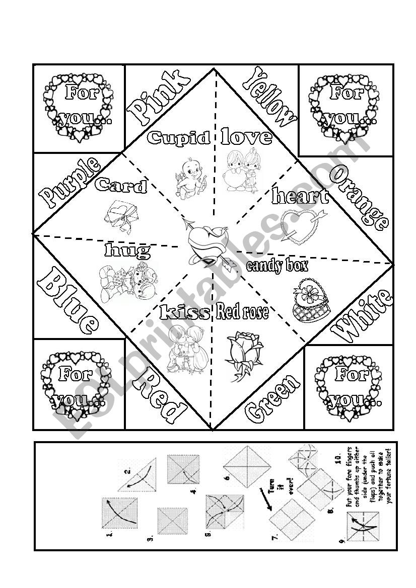 St Valentine S Fortune Teller ESL Worksheet By Carla74 St Valentine s Fortune Teller ESL Worksheet By Carla74