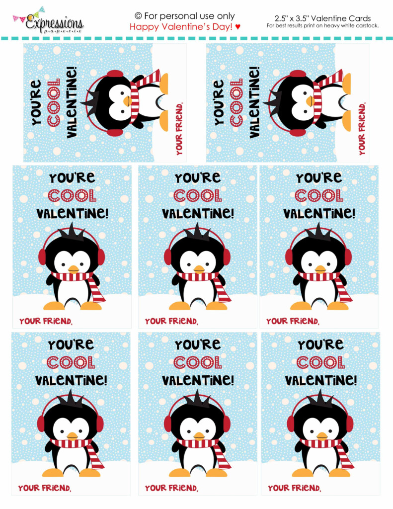 You re Cool Penguin Free Valentine s Day Printables By Expressions 