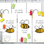 Bee Valentine Card Printable Kids Friends 6 Per Page