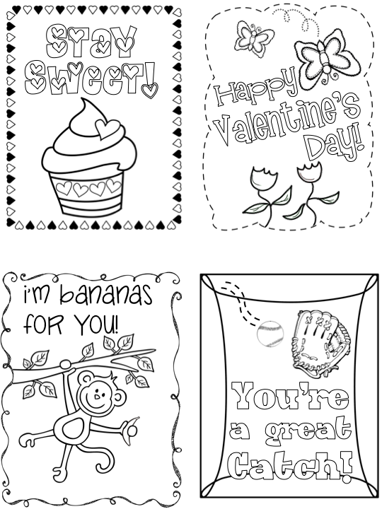 Coloring Small Printable Valentine Cards