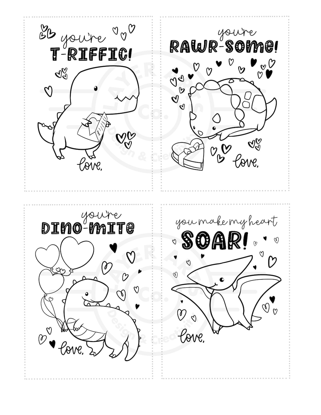 Dinosaur Valentines Day Cards Colorable Printable Etsy Dinosaur Valentines Day Cards Colorable Printable Etsy