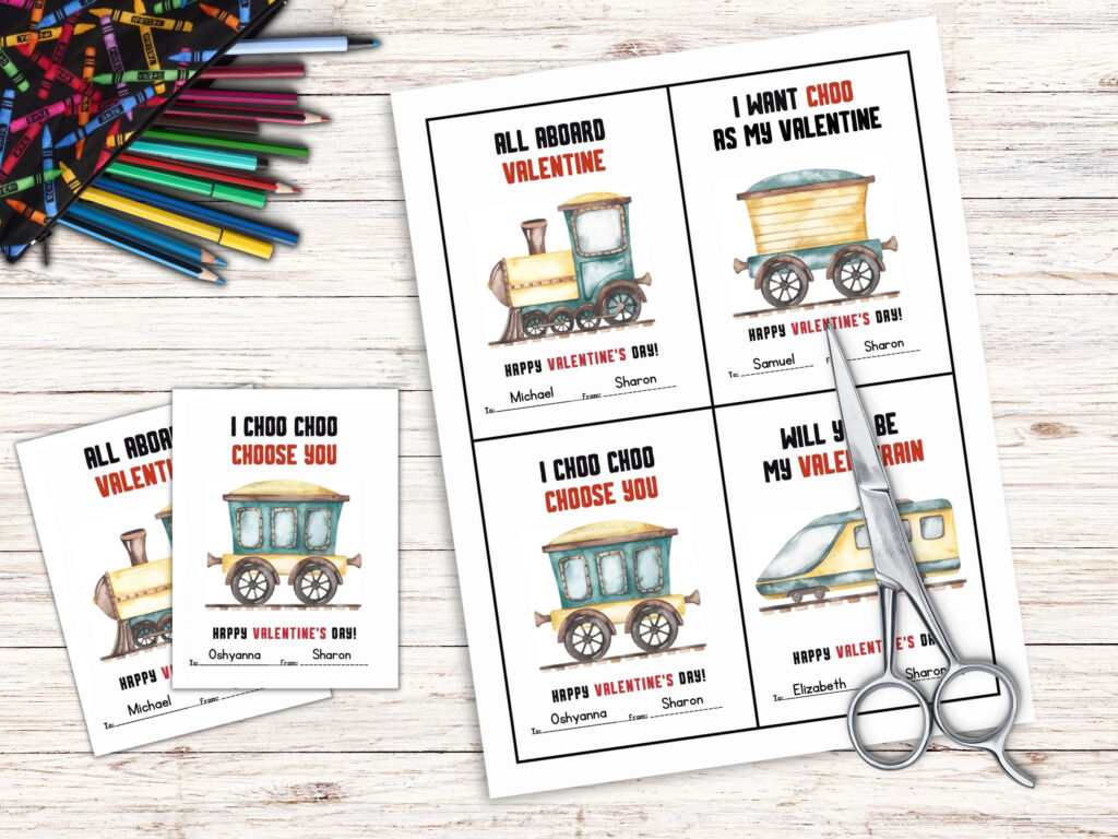 EDITABLE Locomotive Valentine Printable Printable Train Valentine 