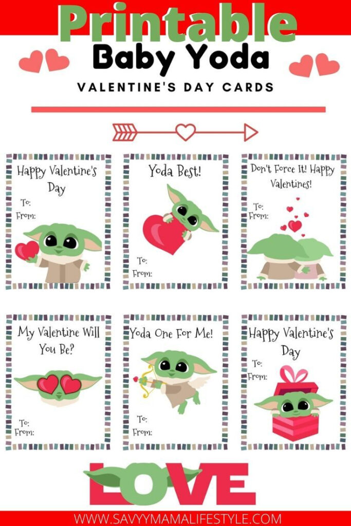Free Printable Baby Yoda Valentines Day Cards For Kids