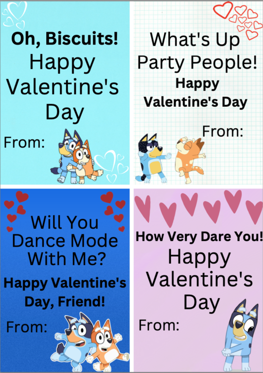 FREE Printable Bluey Valentine Cards PDF