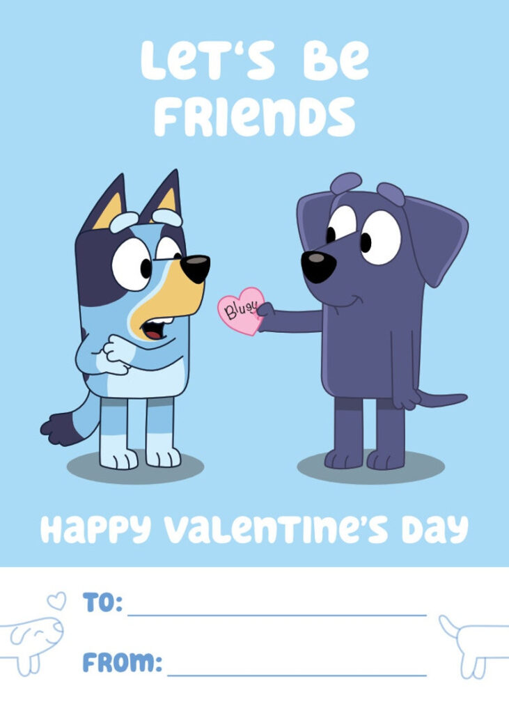 Free Printable Bluey Valentines Cards