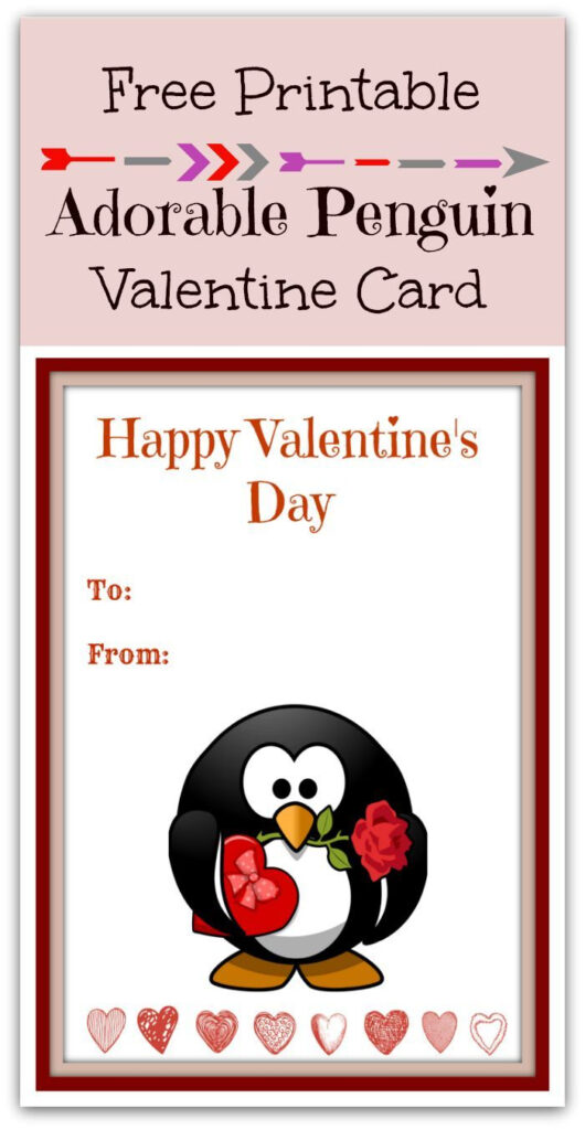 Free Printable Cute Penguin Valentine s Day Card Printable Valentines 