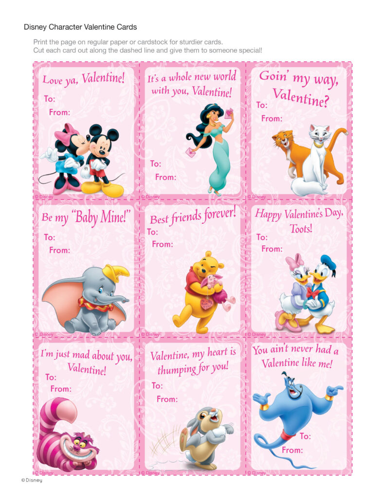 Free Printable Disney Valentine Cards