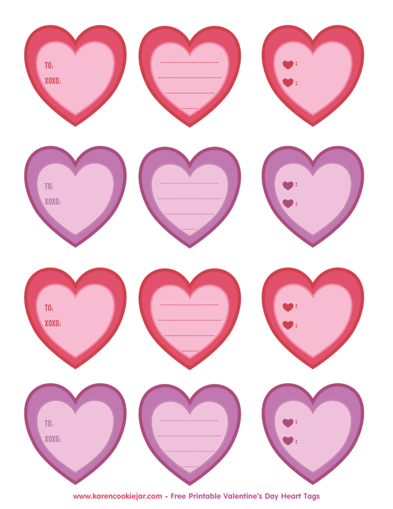 Free Printable Heart Tags Karen Cookie Jar