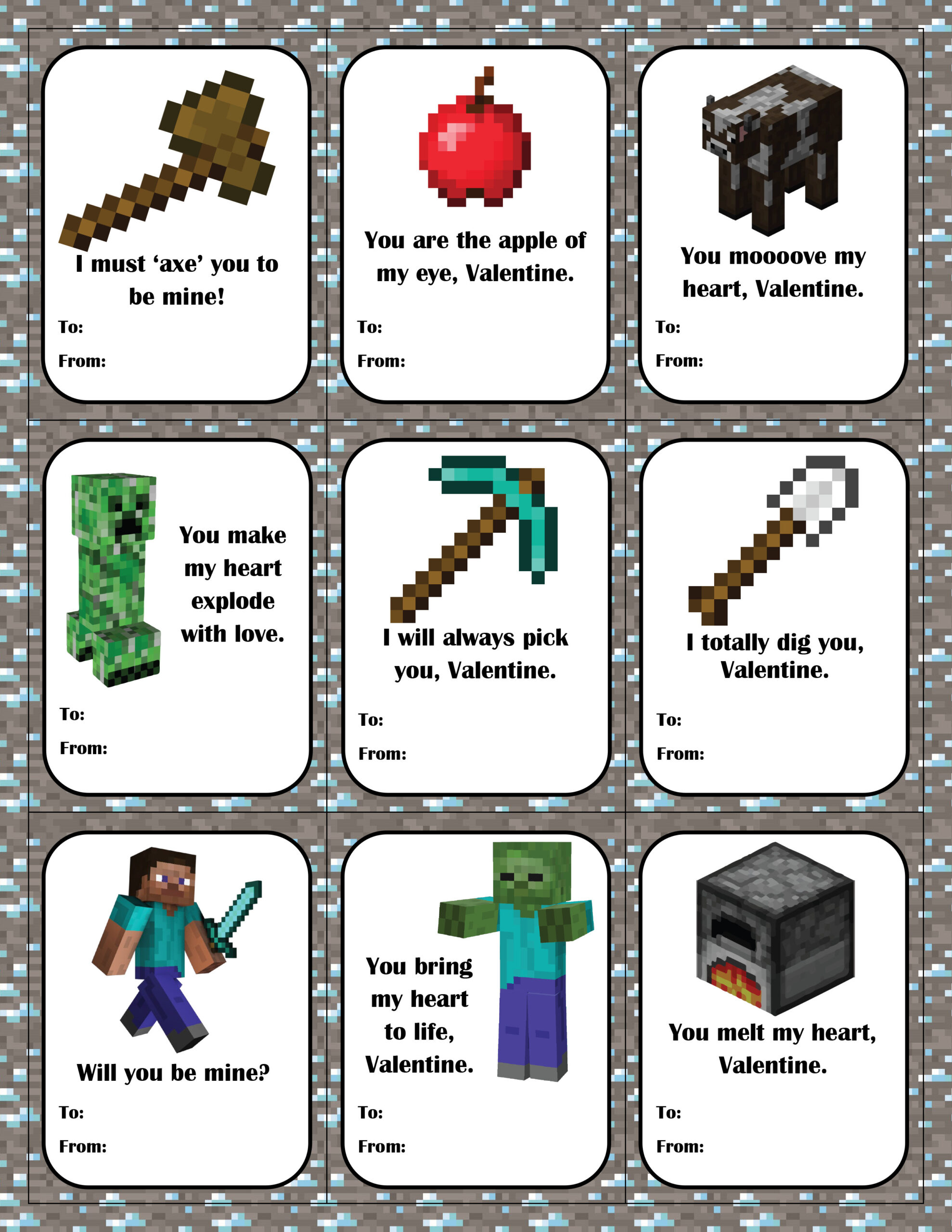 Free Printable Minecraft Valentines Free Printable Minecraft Valentines
