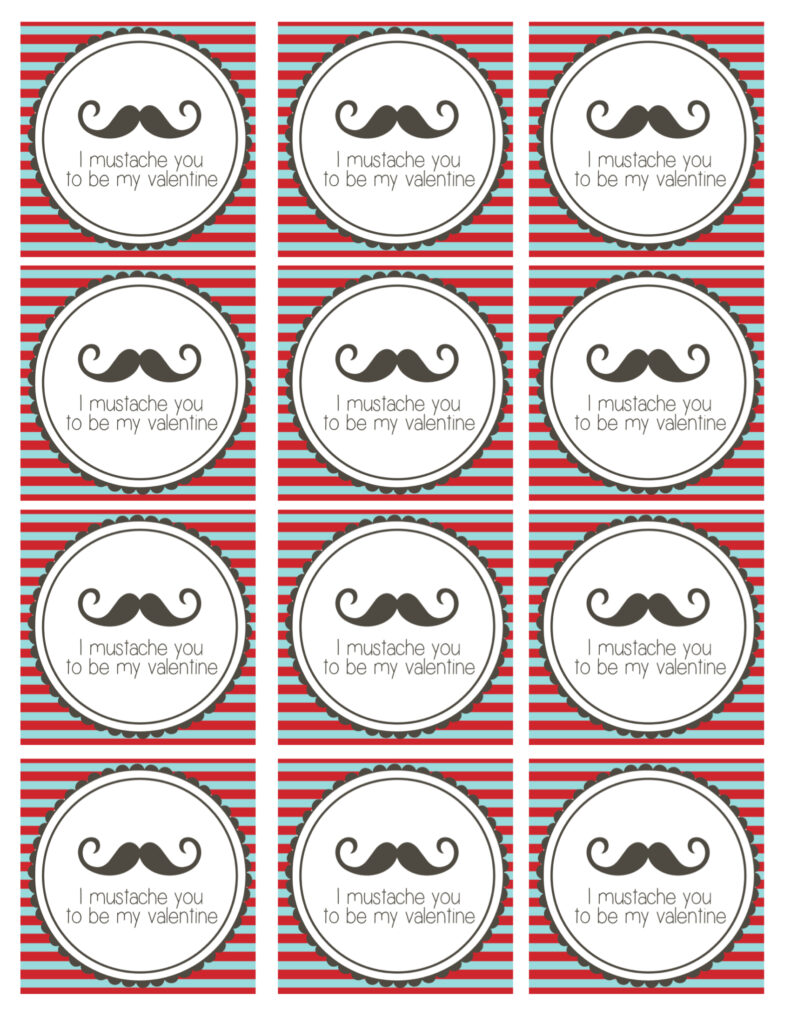 Free Printable Mustache Valentines Paper Trail Design