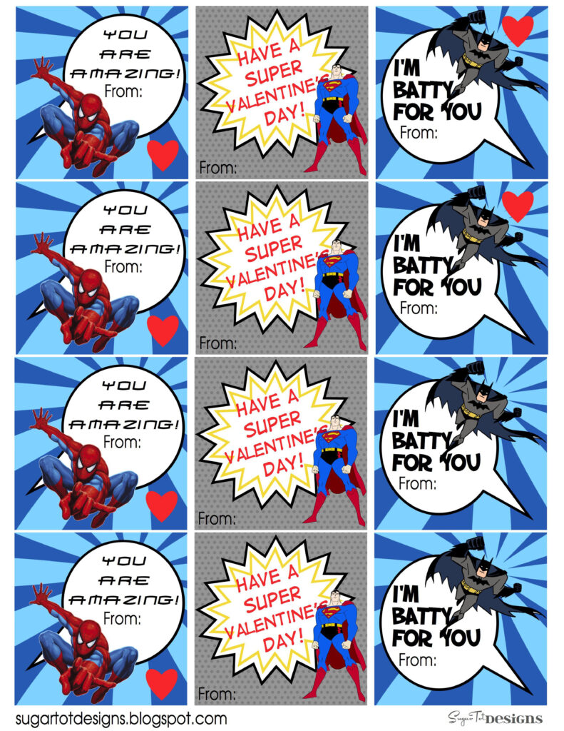  Free Printable Superhero Valentine s Day Tags Batman Superman 