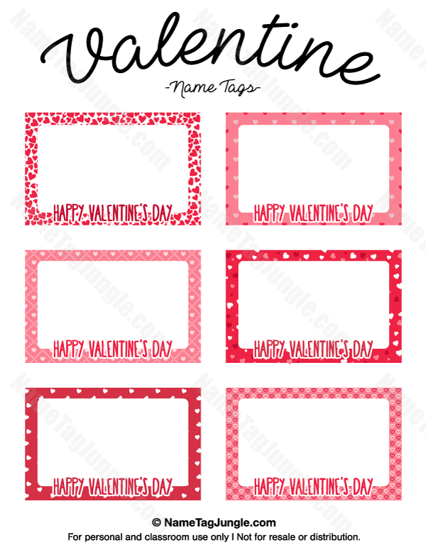 Free Printable Valentine Name Tags The Template Can Also Be Used For 