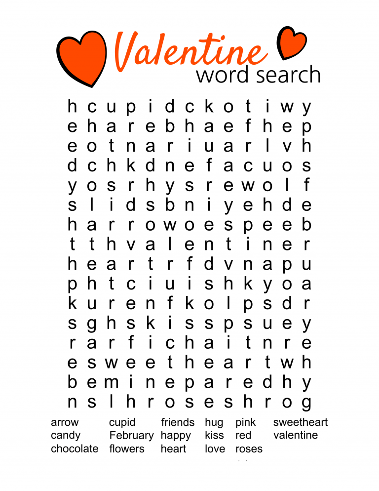 Free Printable Valentines Word Puzzles