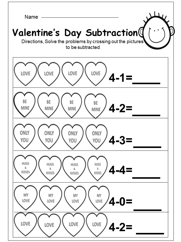 Free Valentine s Day Subtraction Printables Kindermomma