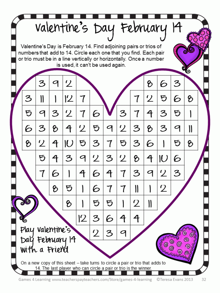 Fun Games 4 Learning Valentine s Fun Freebies