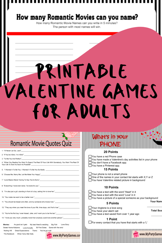 Fun Loving Printable Valentine Games For Adults Fun Party Pop