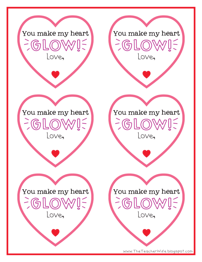 Glow Stick Valentines Free Printables Simply Print Out The Valentines 