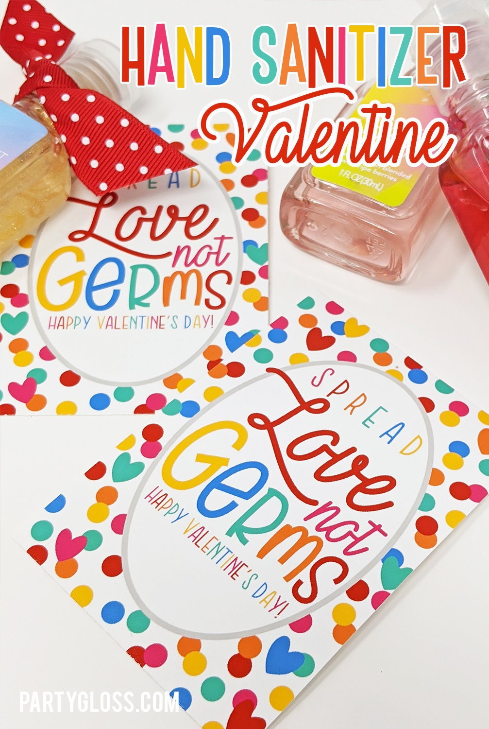 Hand Sanitizer Valentine s Day Printable Card Sanitizer Etsy