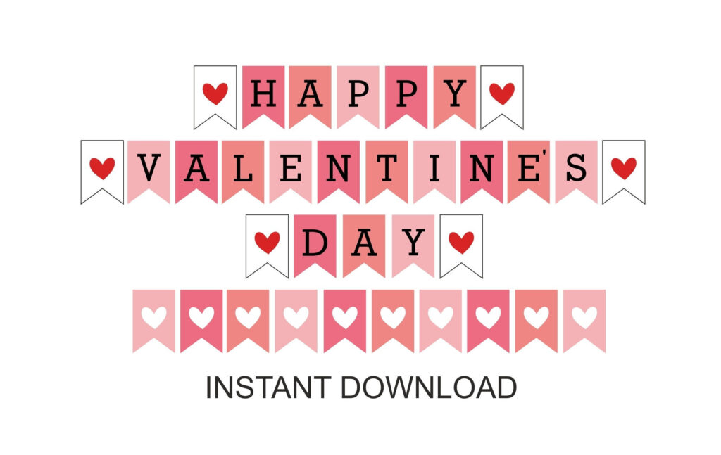Happy Valentine s Day Banner Printable Valentine Banner Etsy
