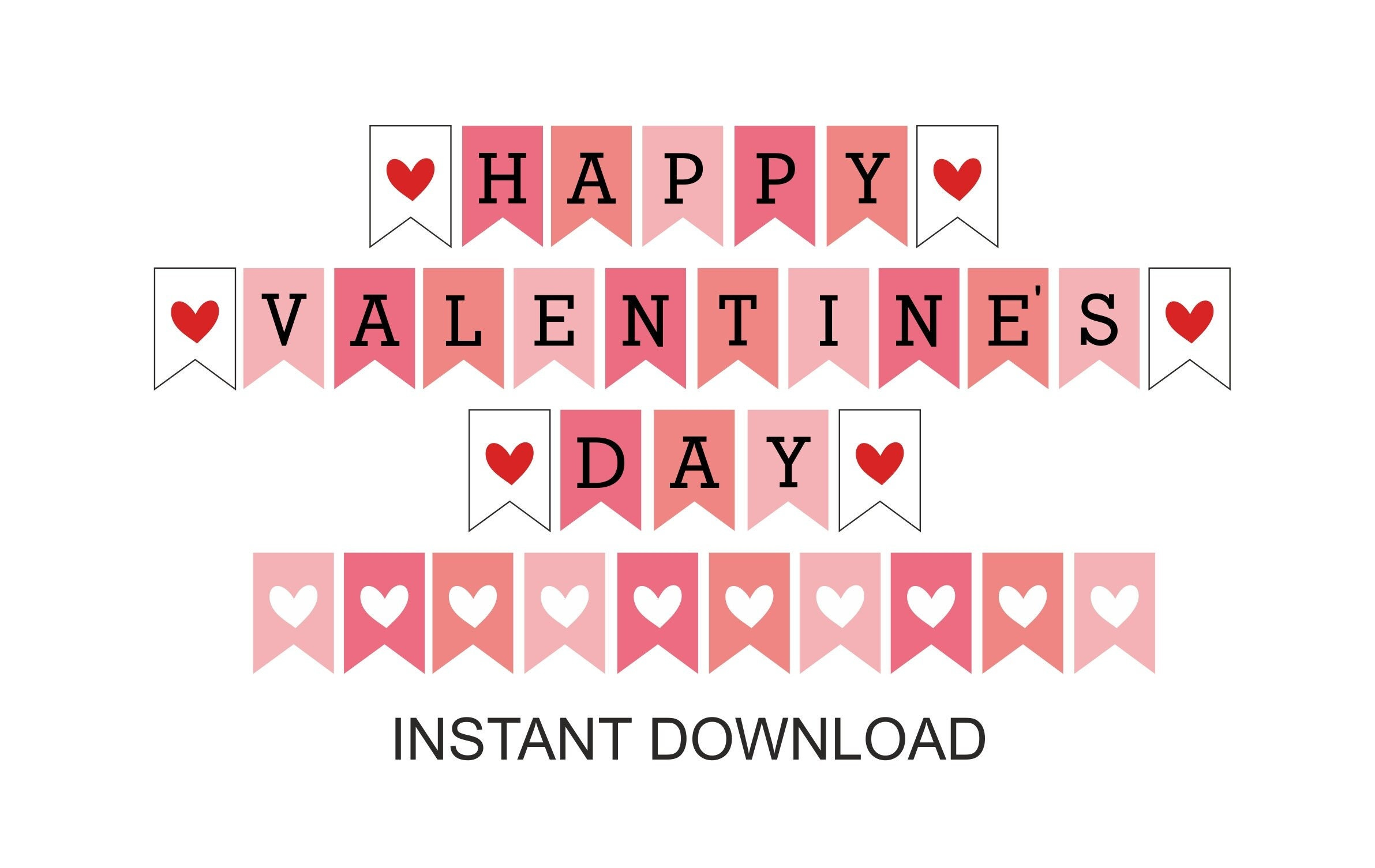 Happy Valentine S Day Banner Printable Valentine Banner Etsy Happy Valentine s Day Banner Printable Valentine Banner Etsy
