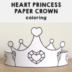 Heart Princess Paper Crown Printable Coloring Valentine Craft Activity