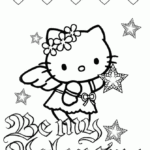 Hello Kitty Hearts And Stars Valentines Coloring Page Printable