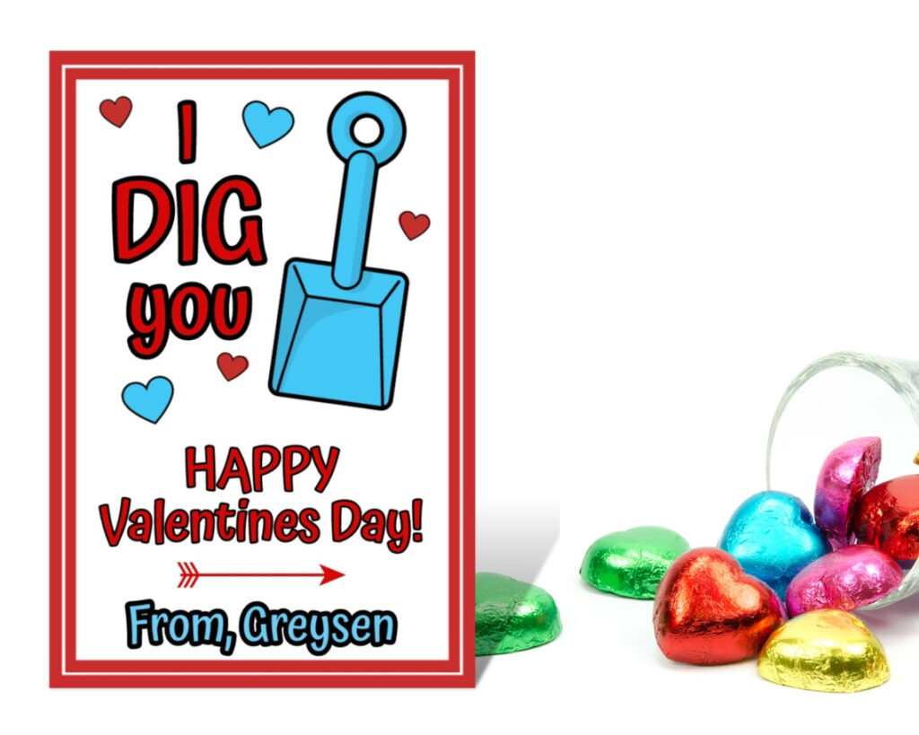 I Dig You Valentines Printable Valentine s Day Label Kids Etsy