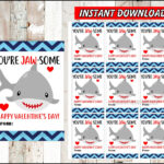 INSTANT DOWNLOAD Shark Valentine Cards Printable Goldfish Valentine