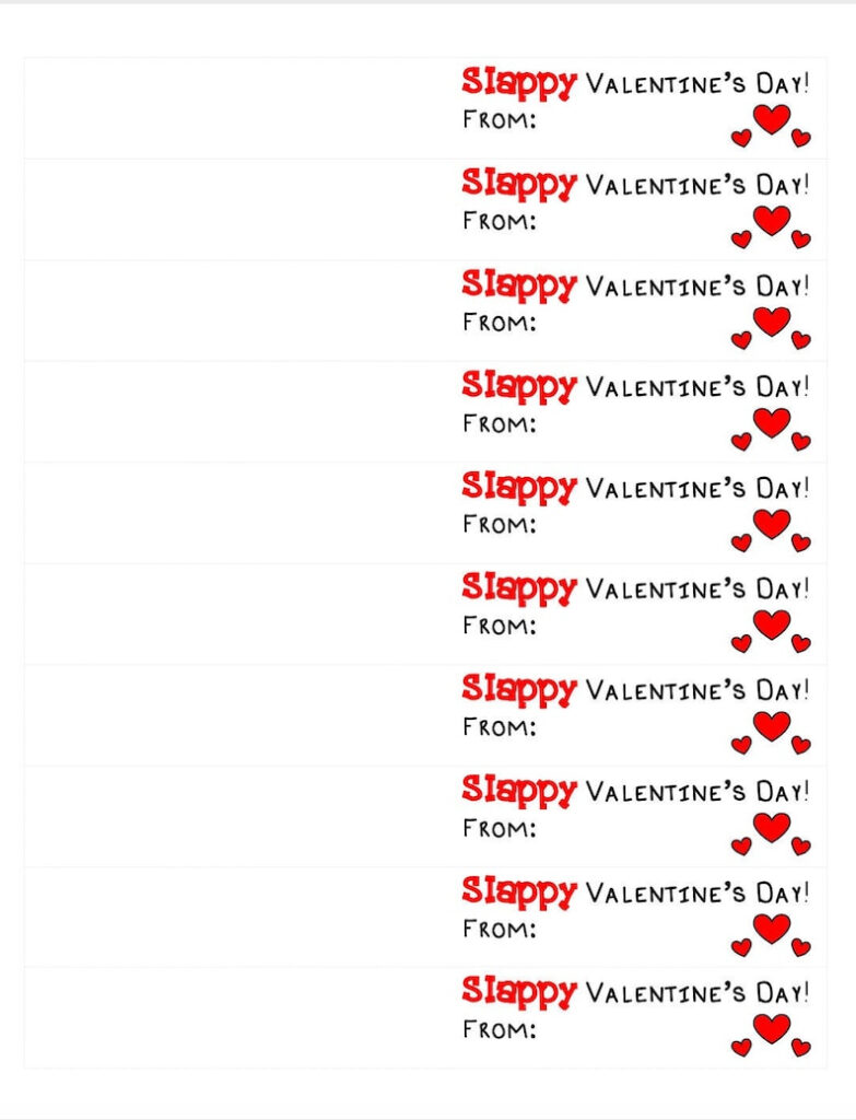 Kids Valentines Printable For Slap Bracelets Slappy Valentine s Day Etsy