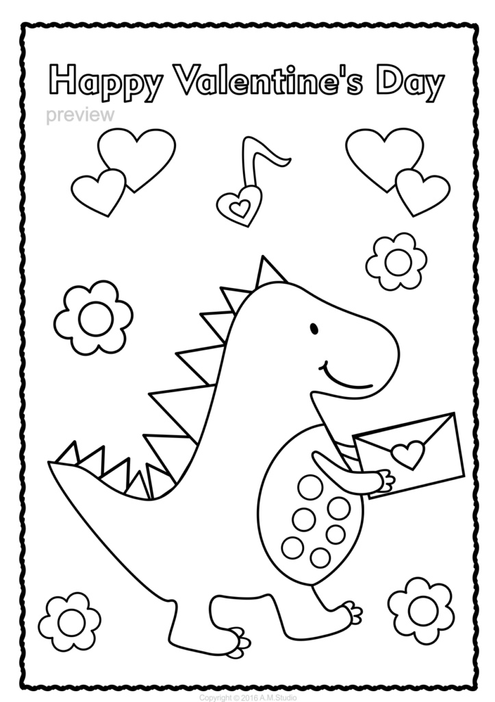 Kindergarten Printable Valentines Day Cards To Color