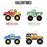 Monster Truck Valentine Printable Immediate Download Valentines