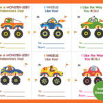 Monster Truck Valentine s Day Cards For Kids Printable Etsy