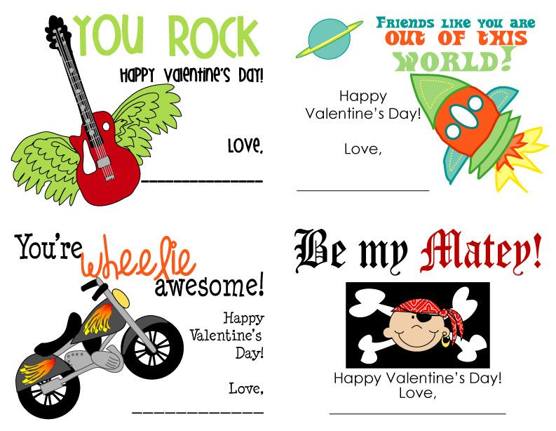 Printable Boy Valentines Cards Free