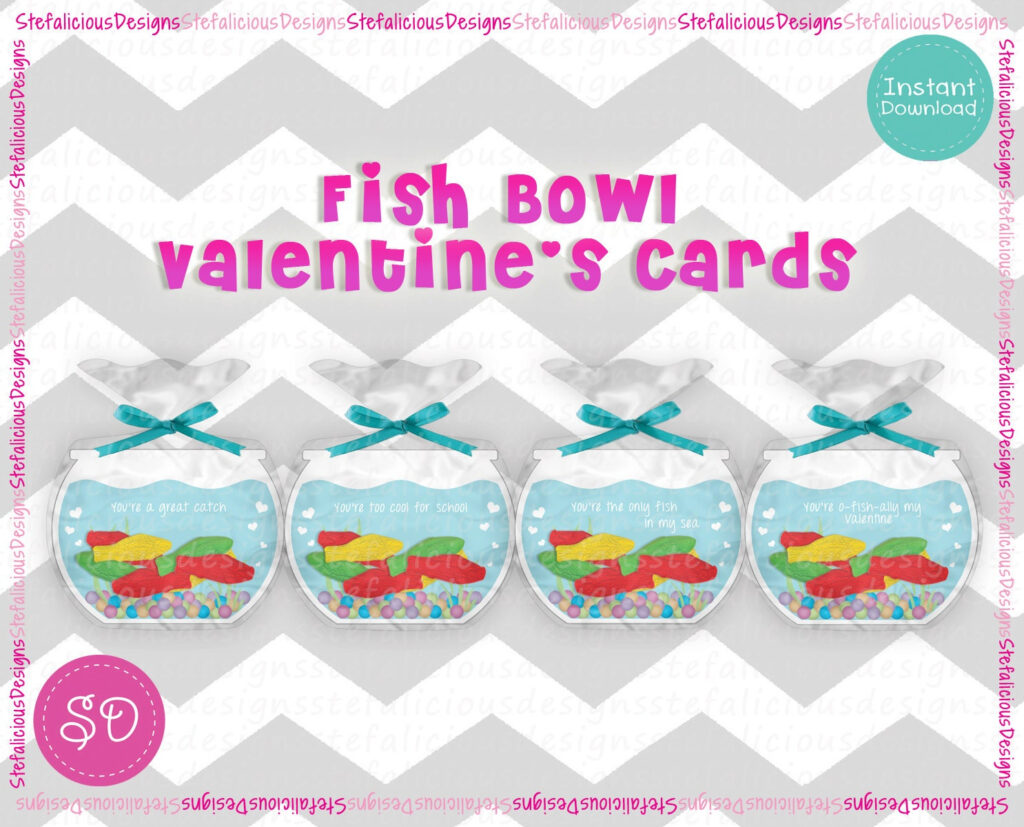 Printable Fish Bowl Valentines Instant Download Etsy