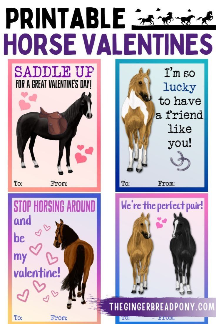 Printable Horse Valentines Day Cards In 2024 Horse Valentine Horse