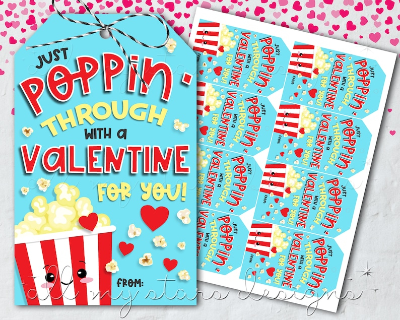 PRINTABLE Just POPPIN Through With A Valentine For You Etsy