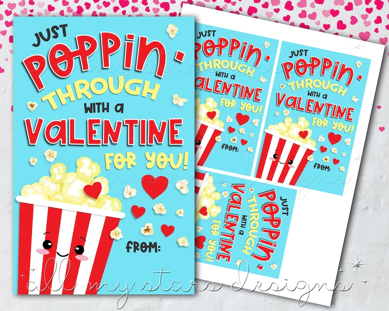 PRINTABLE Just POPPIN Through With A Valentine For You Etsy