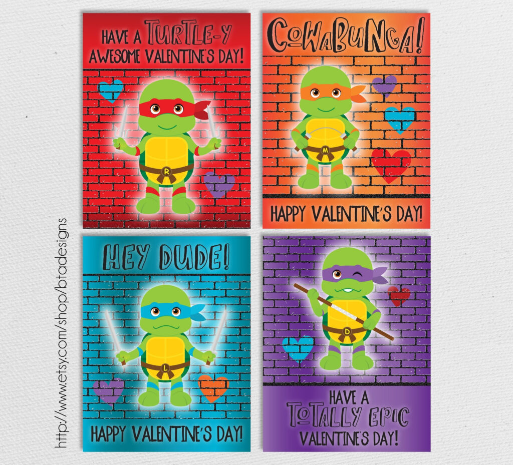 Printable Ninja Turtles Valentine Cards Instant Download Etsy