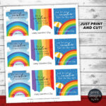 Printable Rainbow Valentines Day Card Printable Valentine Etsy