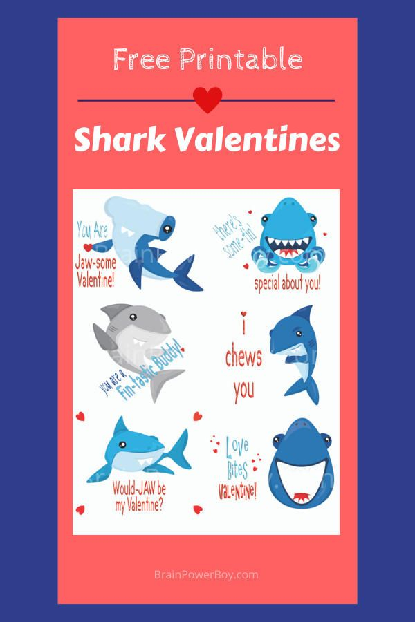 Printable Shark Valentines Cool Free Free Printable Valentines 